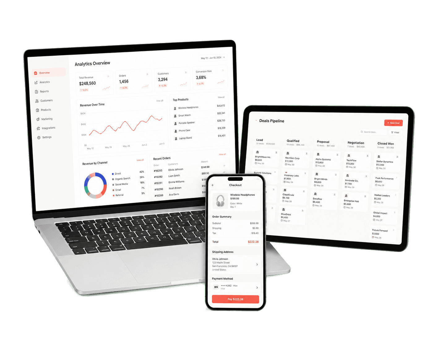 Operations and lead CRM dashboard on a laptop