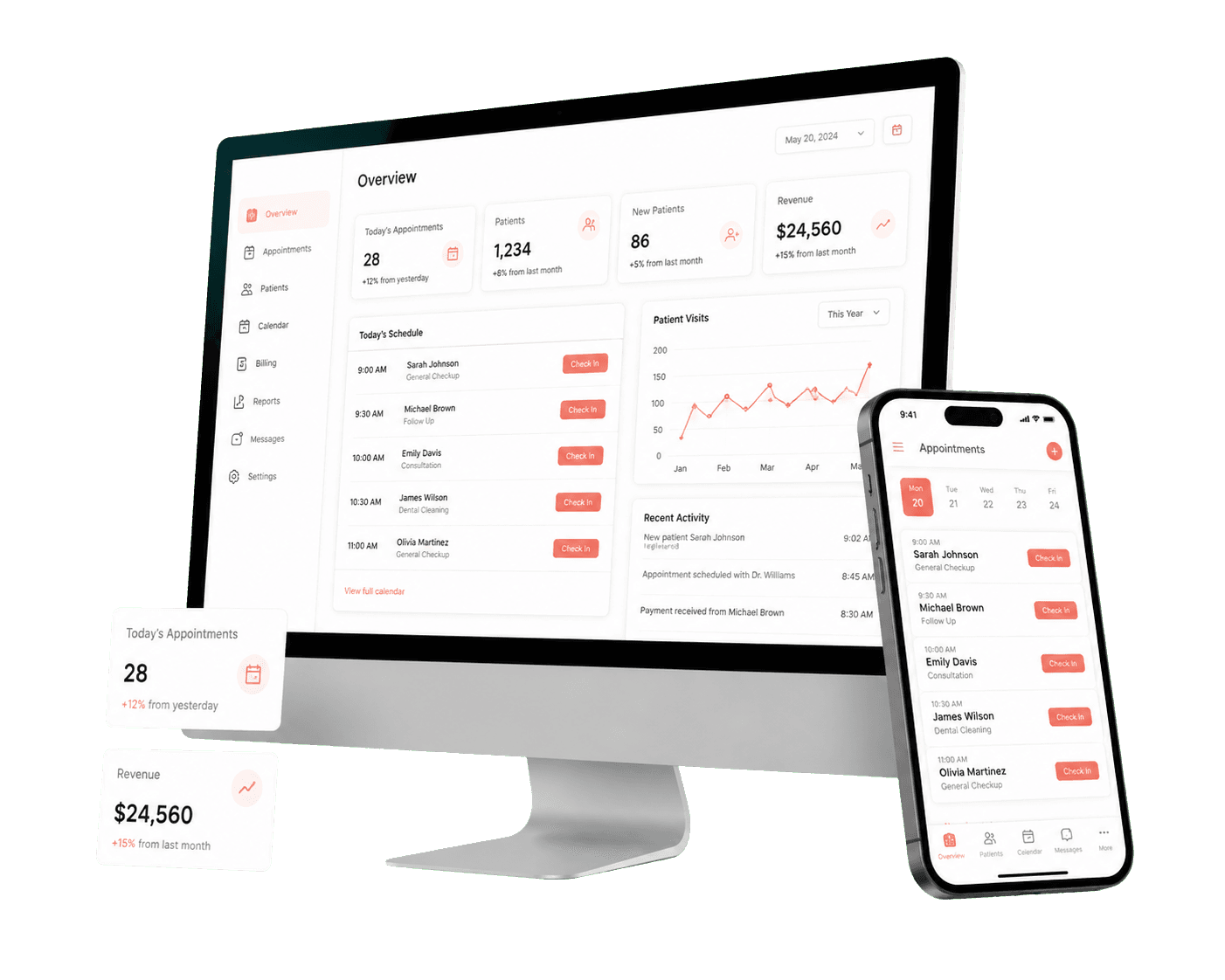 Healthcare practice website on a desktop and phone