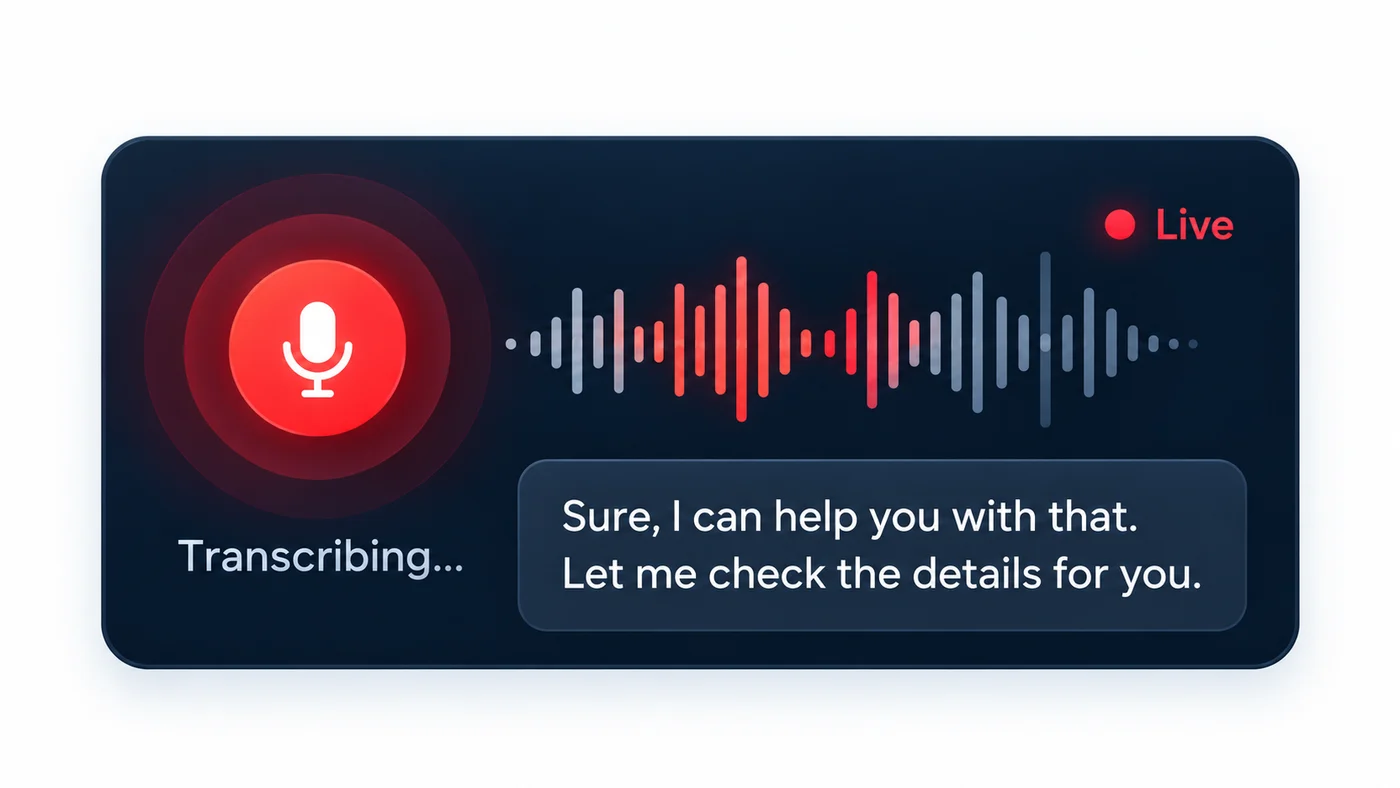 A live voice session transcribing speech into a spoken reply