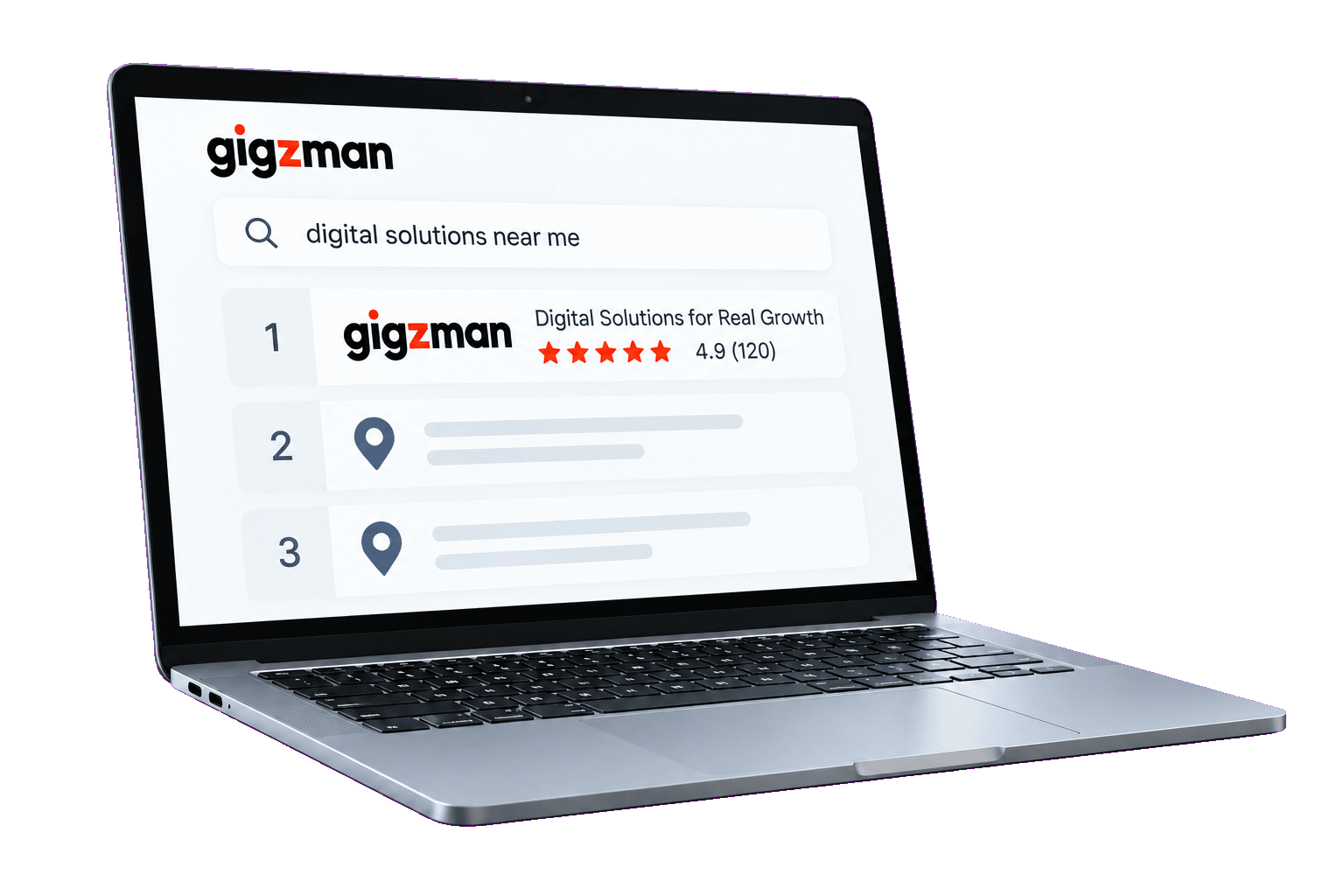 Local search results showing a business ranked first