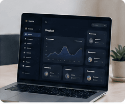 A product analytics dashboard on a laptop
