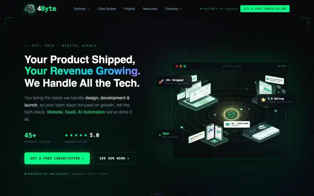 4Byte Agency - Web, App & AI Development website