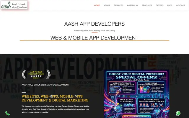 Aash Web Designer & Mobile App Developer website
