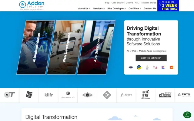 Addon Solutions website
