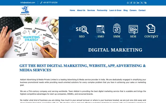 Addzet Advertising & Media Private Limited website