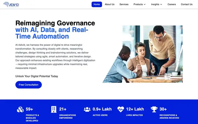Adivid Technologies Pvt. Ltd website