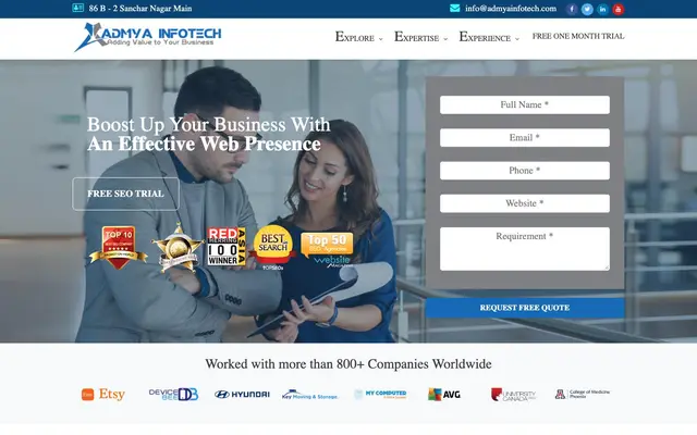 Admya Infotech website