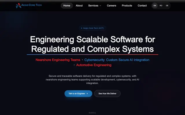 Aegis Core Tech SRL website