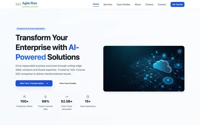 AgileRise Software Services website