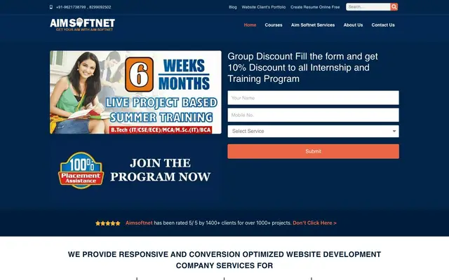 Aimsoftnet Website Development Company website