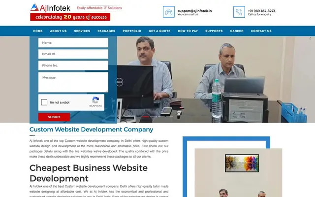 A J INFOTEK Web Development Company Okhla website