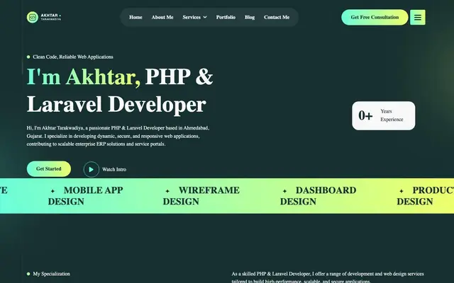 Akhtar Tarakwadiya Freelance Web Developer in Ahmedabad website