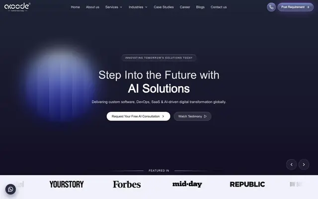 Akoode Technologies - An AI Powered Corporation website