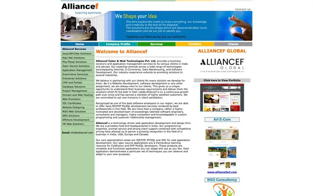Alliancef Cyber & Web Technologies Pvt. Ltd. website