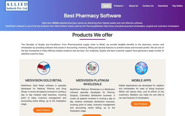 Allied Softech Pvt. Ltd - Best Pharmacy Software for Retail and Wholesale Business website