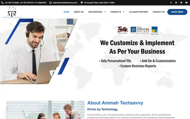 Ammah TechSavvy Pvt. Ltd. Tally Partner Certified (Sales & Solution) website