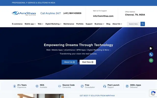 Amrithaa.com website