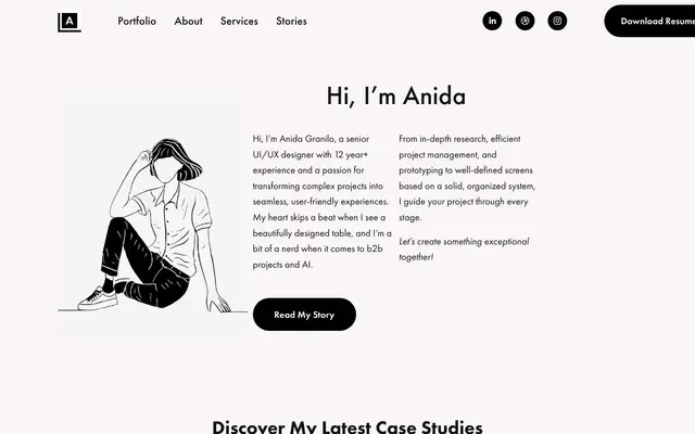 Anida - Freelance UI/UX Designer website