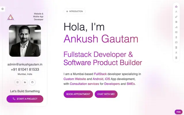 Ankush Gautam - Mumbai-based Freelance Website, Android & iOS Developer providing Expert Consultation and Tailored Solutions website