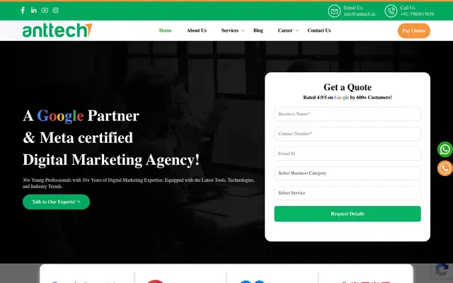 Anttech Digital Marketing Agency website