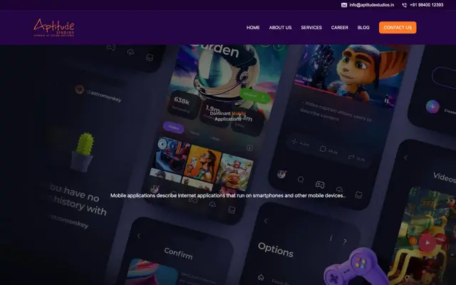 Aptitude Studios – Game Development in Chennai website