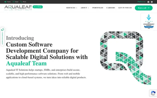 Aqualeaf IT Solutions Pvt Ltd website