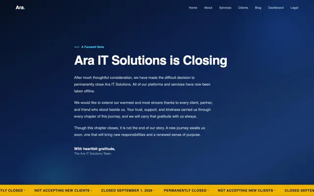 Ara IT Solutions website
