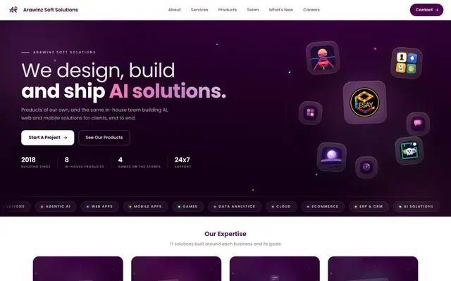 Arawinz Soft Solutions website