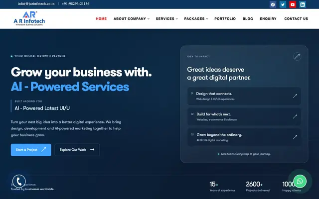 AR Infotech website