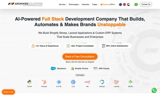 Aron Web Solutions Pvt. Ltd website