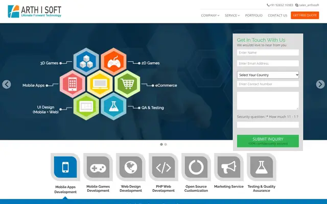 Arth I-Soft website