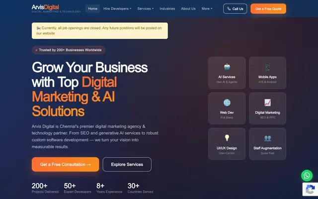 Arvis Digital website