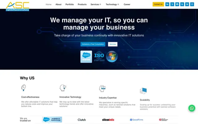 Aspire Software Consultancy website