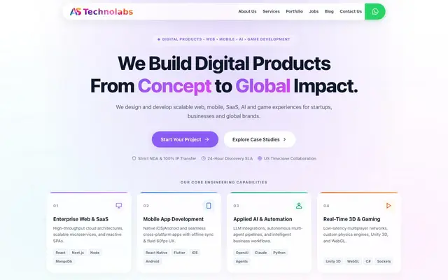 AS Technolabs - A Game Development Company website