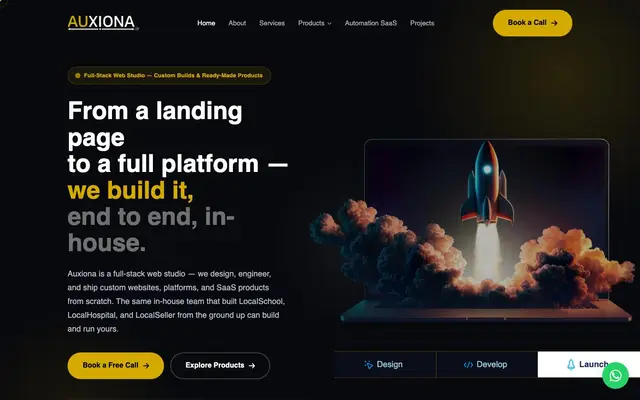Auxiona Solutions website