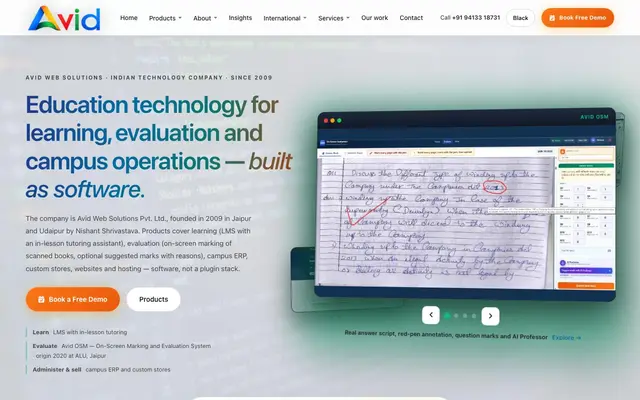 Avid Web Solutions, Jaipur website