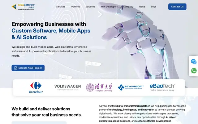 axiusSoftware - Custom Software Development Company in India website
