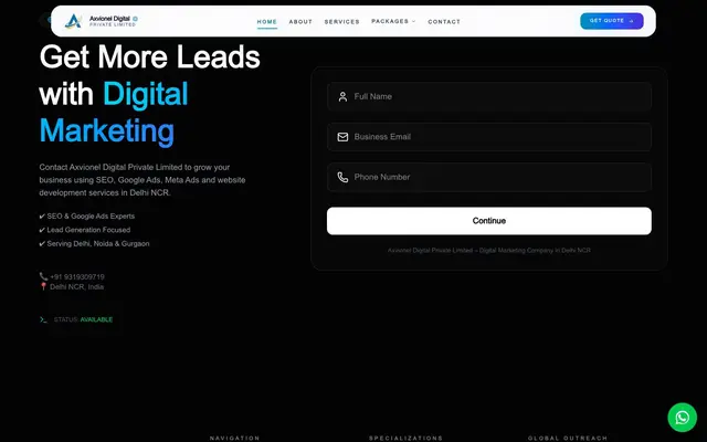 Axvionel Digital Private Limited website