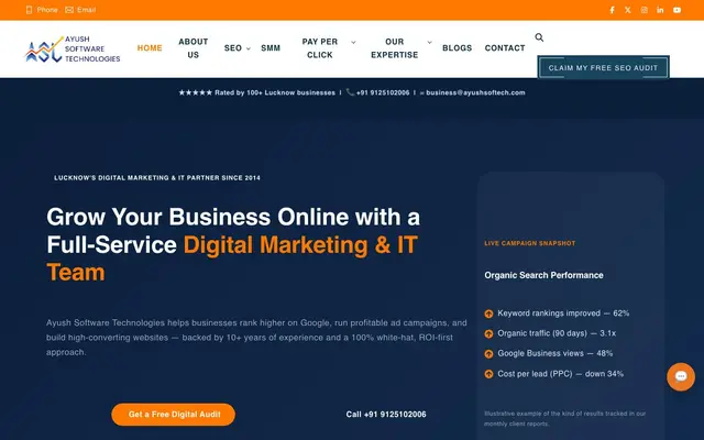 Ayush Softech - Digital Marketing Agency in Lucknow website