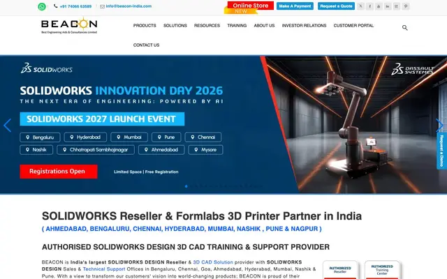 BEACON - SOLIDWORKS Reseller in Mumbai website