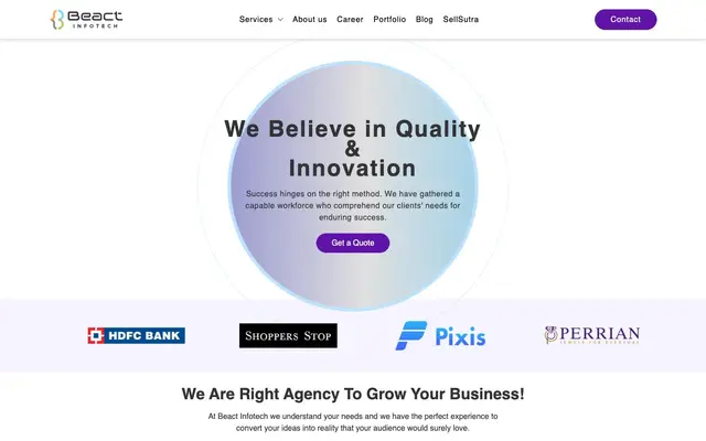 Beact Infotech website