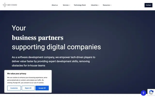 BEE CODED - Software Development Services & Consulting website