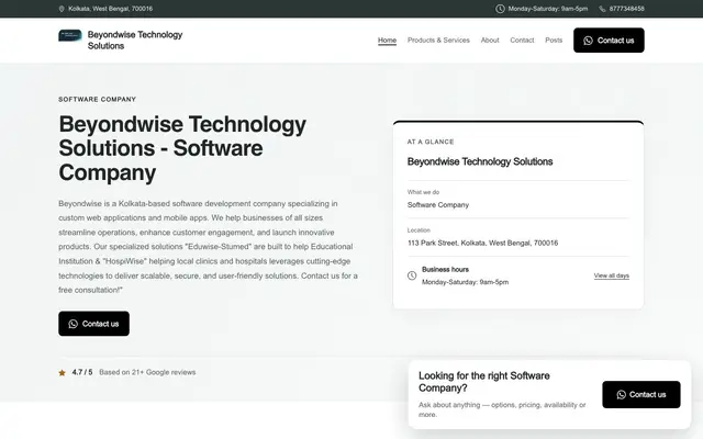 Beyondwise Technology Solutions website