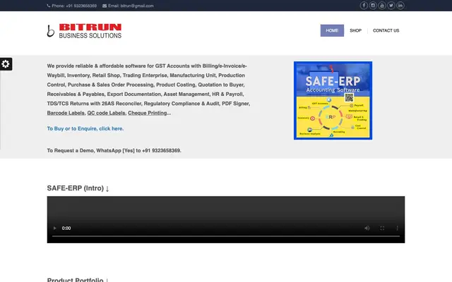 SAFE-ERP (Accounting Software) website