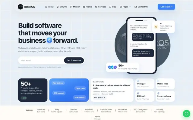 BlackOS Software Solution website