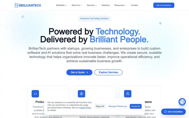 Brilliantech Software - Ai & Digital Transformation Solutions website