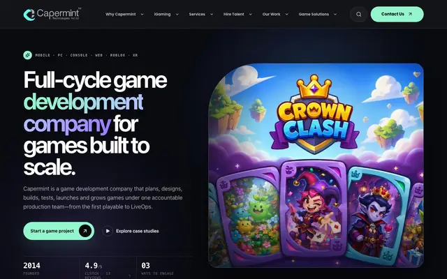 Capermint Technologies - Game Development Studio website