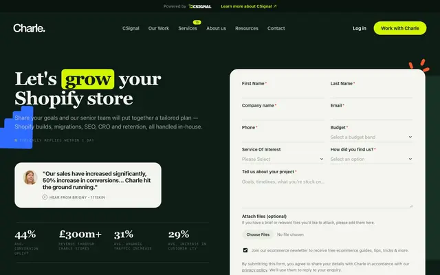 Charle Agency website