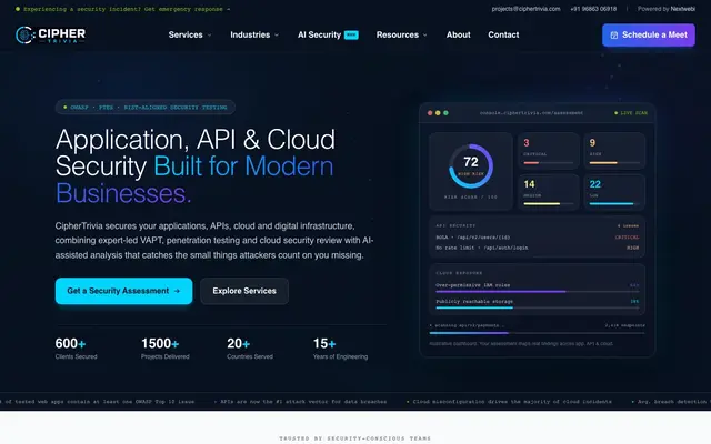 Cipher Trivia I Cybersecurity Company website