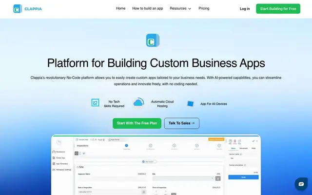 Clappia No-code Low-code Platform website